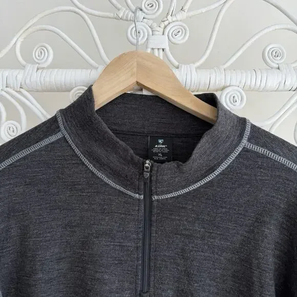 Kuhl Team Merino Wool Quarter Zip Pullover Sweater XL Mens Grey Hiking Gorpcore - Picture 5 of 10